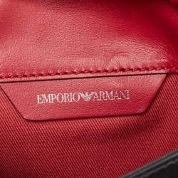 Pre Owned Emporio Armani Black/Red Leather Buckle Flap Crossbody Bag