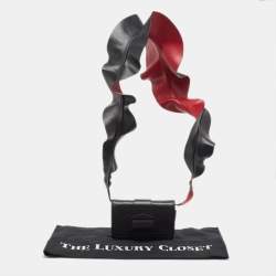 Pre Owned Emporio Armani Black/Red Leather Buckle Flap Crossbody Bag