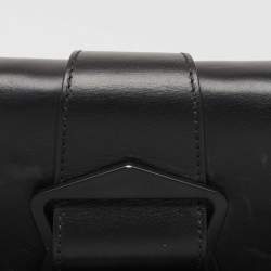 Pre Owned Emporio Armani Black/Red Leather Buckle Flap Crossbody Bag