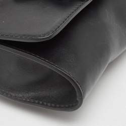 Pre Owned Emporio Armani Black/Red Leather Buckle Flap Crossbody Bag