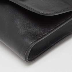 Pre Owned Emporio Armani Black/Red Leather Buckle Flap Crossbody Bag