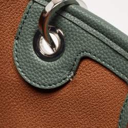 Pre Owned Emporio Armani Green Faux Leather Medium MyEA Shopper Tote