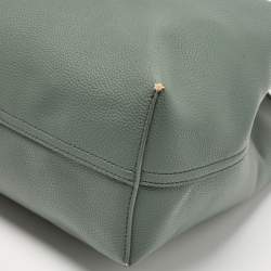 Pre Owned Emporio Armani Green Faux Leather Medium MyEA Shopper Tote
