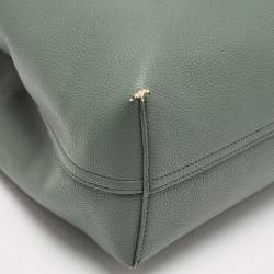 Pre Owned Emporio Armani Green Faux Leather Medium MyEA Shopper Tote