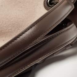 Pre Owned Emporio Armani Dark Brown/Beige Cashmere Medium MyEA Resort Shopper Tote