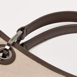 Pre Owned Emporio Armani Dark Brown/Beige Cashmere Medium MyEA Resort Shopper Tote