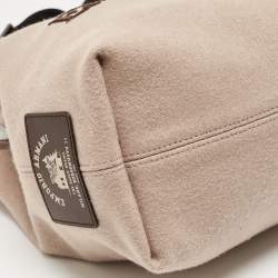 Pre Owned Emporio Armani Dark Brown/Beige Cashmere Medium MyEA Resort Shopper Tote