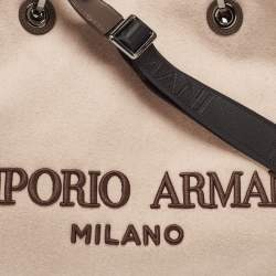 Pre Owned Emporio Armani Dark Brown/Beige Cashmere Medium MyEA Resort Shopper Tote