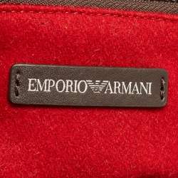 Pre Owned Emporio Armani Dark Brown/Beige Cashmere Medium MyEA Resort Shopper Tote