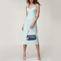 Pre Owned Emporio Armani Blue/Grey Signature Fabric and Leather Bag