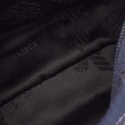 Pre Owned Emporio Armani Blue/Grey Signature Fabric and Leather Bag