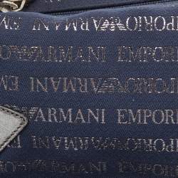 Pre Owned Emporio Armani Blue/Grey Signature Fabric and Leather Bag