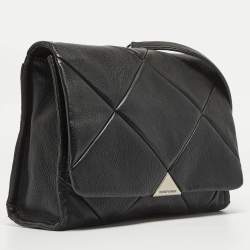 Emporio Armani Black Quilted Faux Leather Noelle Flap Shoulder Bag