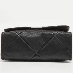 Emporio Armani Black Quilted Faux Leather Noelle Flap Shoulder Bag