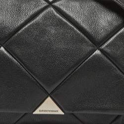 Emporio Armani Black Quilted Faux Leather Noelle Flap Shoulder Bag