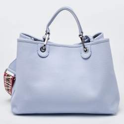 Pre Owned Emporio Armani Lavender Leather Medium MyEA Shopper Tote