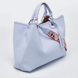 Pre Owned Emporio Armani Lavender Leather Medium MyEA Shopper Tote