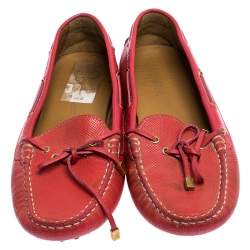 Pre Owned Emporio Armani Pink Leather Bow Loafers Size 40