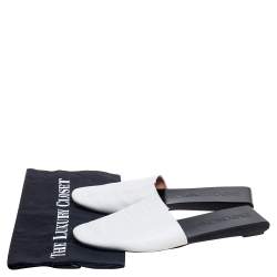 Emporio Armani White Leather Embossed Logo Flat Mule Sandals Size 38
