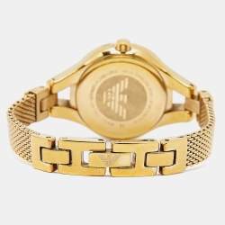 Pre Owned Emporio Armani Champagne Gold Tone Stainless Steel Classic AR7363 Women's Wristwatch 26 mm