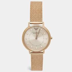 Emporio Armani Rose Gold Plated Stainless Steel Crystal AR11129 Women's Wristwatch 32 mm