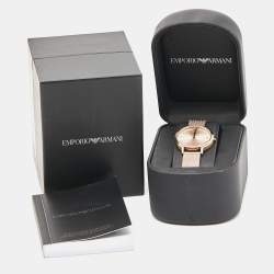 Emporio Armani Rose Gold Plated Stainless Steel Crystal AR11129 Women's Wristwatch 32 mm