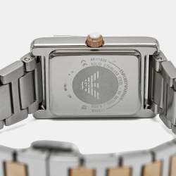 Pre Owned Emporio Armani Mother Of Pearl Crystal Two-Tone Stainless Steel AR11626 Women's Wristwatch 22.40 mm