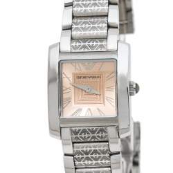 Pre Owned Emporio Armani Peach Stainless Steel AR5710 Women's Wristwatch 23 mm