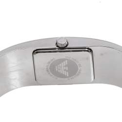 Pre Owned Emporio Armani White Mother Of Pearl Stainless Steel AR5745 Women's Wristwatch 18 mm