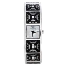 Pre Owned Emporio Armani White Mother Of Pearl Stainless Steel AR5745 Women's Wristwatch 18 mm