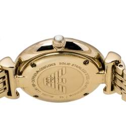 Pre Owned Emporio Armani Silver Yellow Gold Tone Stainless Steel Classic AR1877 Women's Wristwatch 32 mm