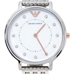 Emporio Armani White Stainless Steel Two-Hand AR80023 Wristwatch 32 mm Set With Earrings And Bracelet