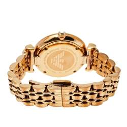 Pre Owned Emporio Armani Mother Of Pearl Gold Plated Stainless Steel Classic AR1909 Women's Wristwatch 32 mm