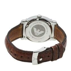 Pre Owned Emporio Armani Brown Stainless Steel & Leather AR0277 Women's Wristwatch 29 mm