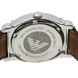 Pre Owned Emporio Armani Brown Stainless Steel & Leather AR0277 Women's Wristwatch 29 mm