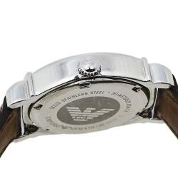 Pre Owned Emporio Armani Brown Stainless Steel & Leather AR0277 Women's Wristwatch 29 mm