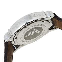 Pre Owned Emporio Armani Brown Stainless Steel & Leather AR0277 Women's Wristwatch 29 mm