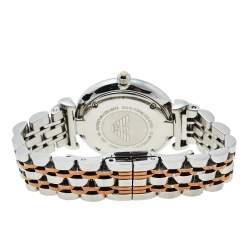 Pre Owned Emporio Armani Mother Of Pearl Two-Tone Stainless Steel Retro AR1987 Women's Wristwatch 32 mm