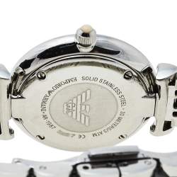 Pre Owned Emporio Armani Mother Of Pearl Two-Tone Stainless Steel Retro AR1987 Women's Wristwatch 32 mm