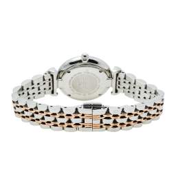 Pre Owned Emporio Armani Mother Of Pearl Two-Tone Stainless Steel Retro AR1987 Women's Wristwatch 32 mm