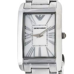Pre Owned Emporio Armani Mother Of Pearl Stainless Steel Classic AR2037 Women's Wristwatch 24.50 mm