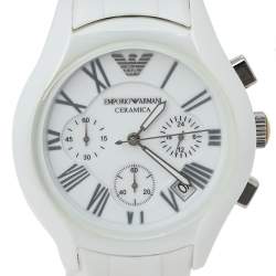 Pre Owned Emporio Armani White Ceramic Ceramica AR1404 Women's Wristwatch 38 mm