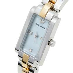 Pre Owned Emporio Armani Blue Mother Of Pearl Stainless Steel AR3109 Women's Wristwatch 16 mm