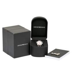 Pre Owned Emporio Armani Silver Two-Tone Stainless Steel AR1825 Women's Wristwatch 27 mm