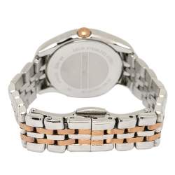 Pre Owned Emporio Armani Silver Two-Tone Stainless Steel AR1825 Women's Wristwatch 27 mm