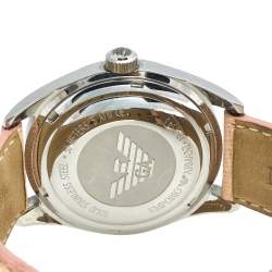 Pre Owned Emporio Armani Mother of Pearl Stainless Steel Leather AR-0543 Women's Wristwatch 38 mm