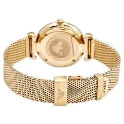 Pre Owned Emporio Armani Champagne Gold Plated Stainless Steel AR-1957 Women's Wristwatch 32 mm