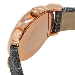 Pre Owned Emporio Armani Grey Rose Gold Plated Stainless Steel Canvas Classic AR1837 Women's Wristwatch 28 mm