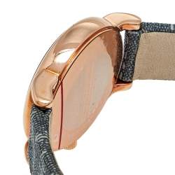 Pre Owned Emporio Armani Grey Rose Gold Plated Stainless Steel Canvas Classic AR1837 Women's Wristwatch 28 mm