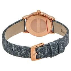Pre Owned Emporio Armani Grey Rose Gold Plated Stainless Steel Canvas Classic AR1837 Women's Wristwatch 28 mm